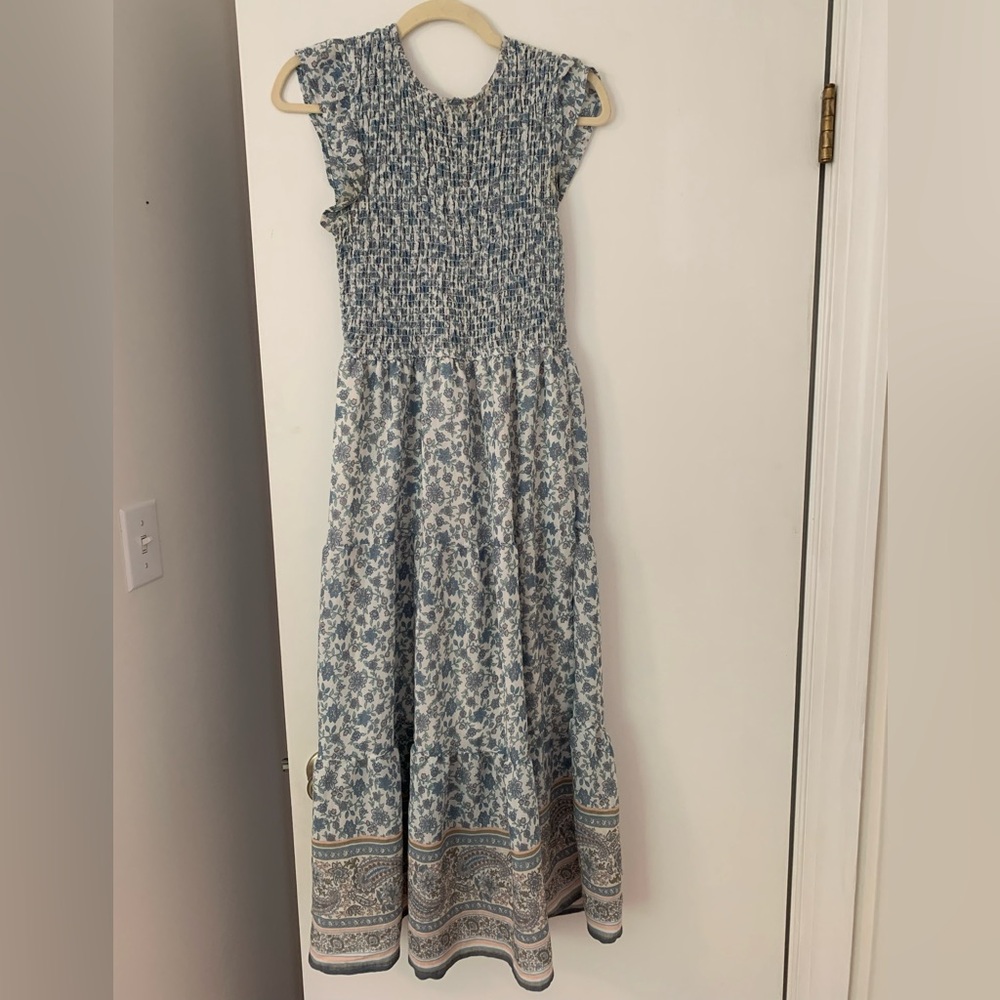 Blue and White Floral Women's Dress